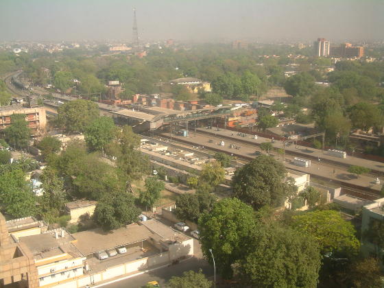 A commuter station seen from a high viewpoint